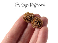 Large Mocha Brown Rose Earrings